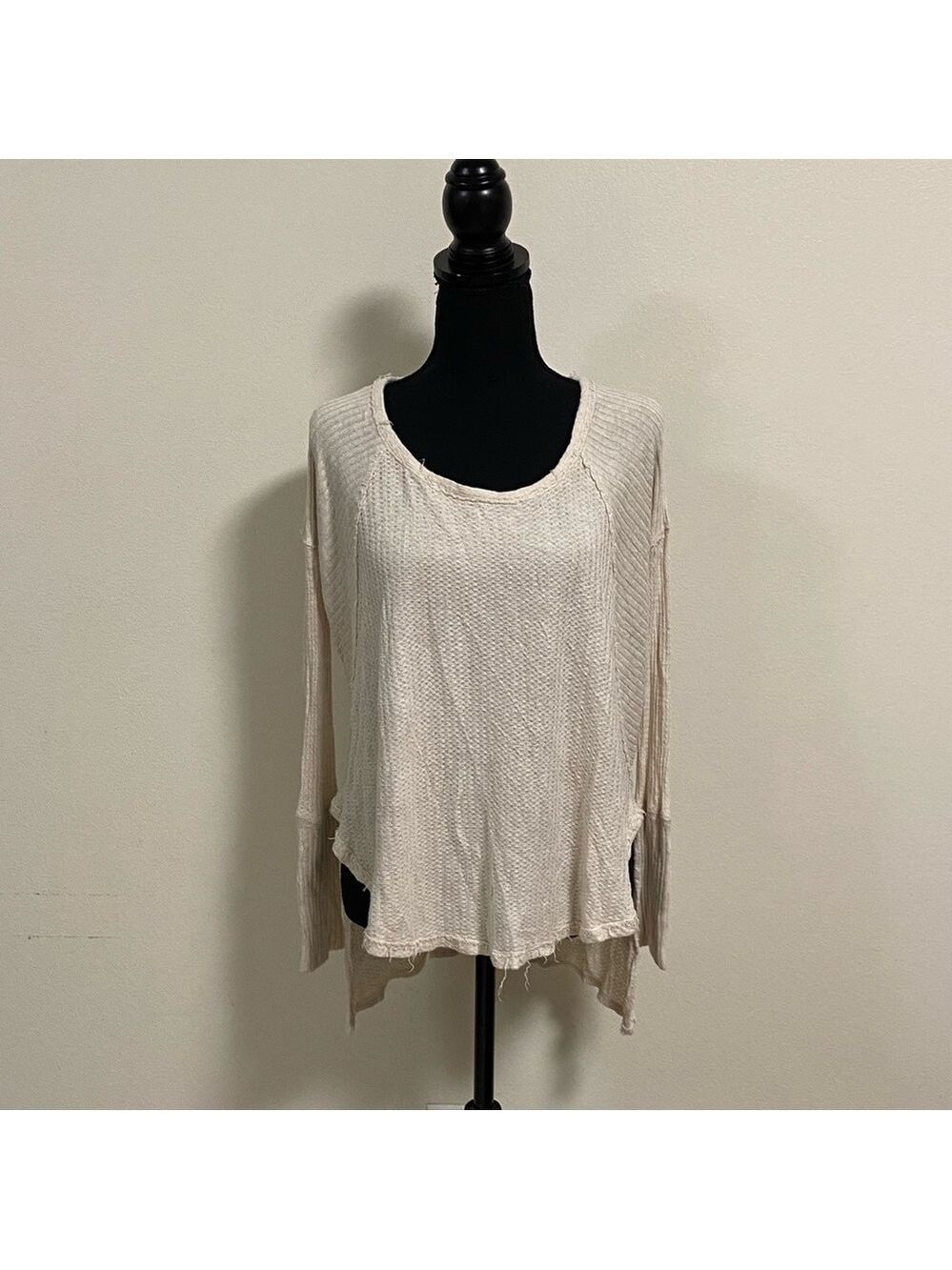 Free People waffle knit High low Top White Size XS